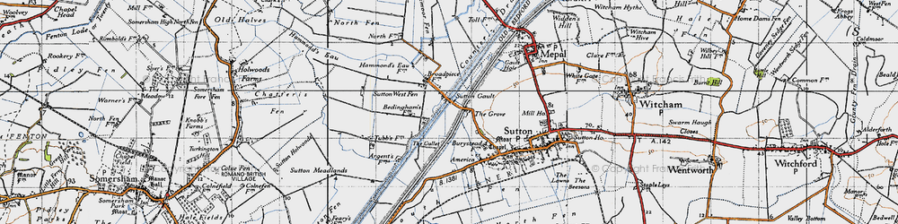 Old map of Sutton Gault in 1946