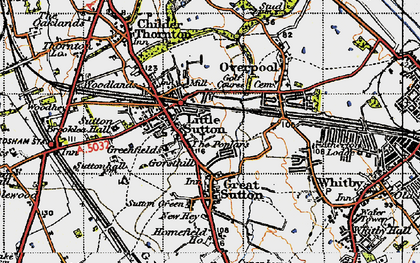 Old map of Sutton Green in 1947