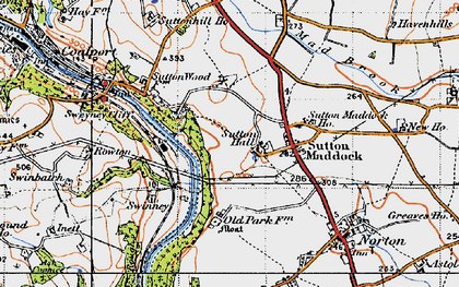 Old map of Sutton Hall in 1946