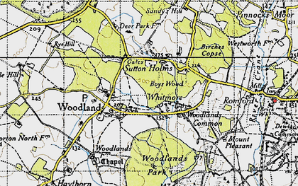 Old map of Sutton Holms in 1940