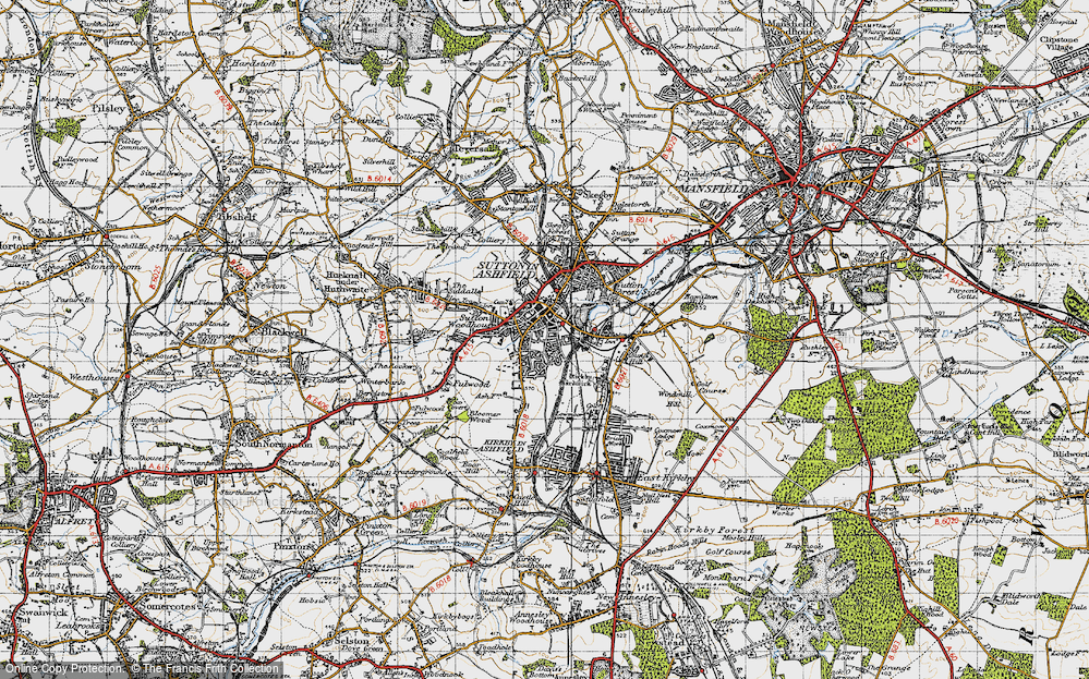 Old Map of Sutton In Ashfield, 1947 in 1947