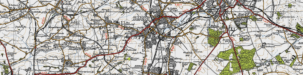 Old map of Sutton In Ashfield in 1947