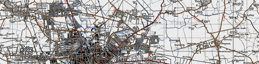 Old map of Sutton Ings in 1947