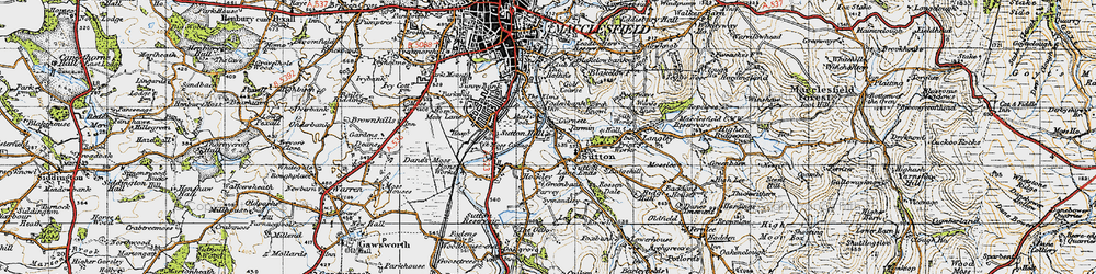 Old map of Sutton Lane Ends in 1947