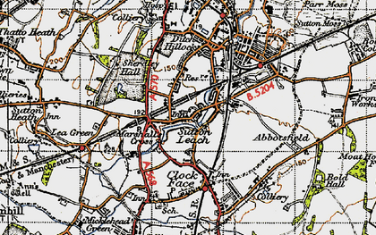 Old map of Sutton Leach in 1947