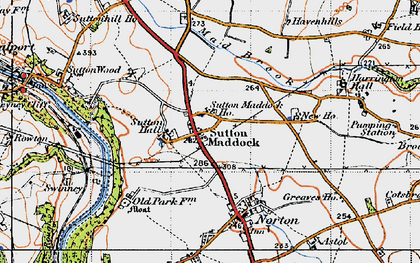 Old map of Sutton Maddock in 1946