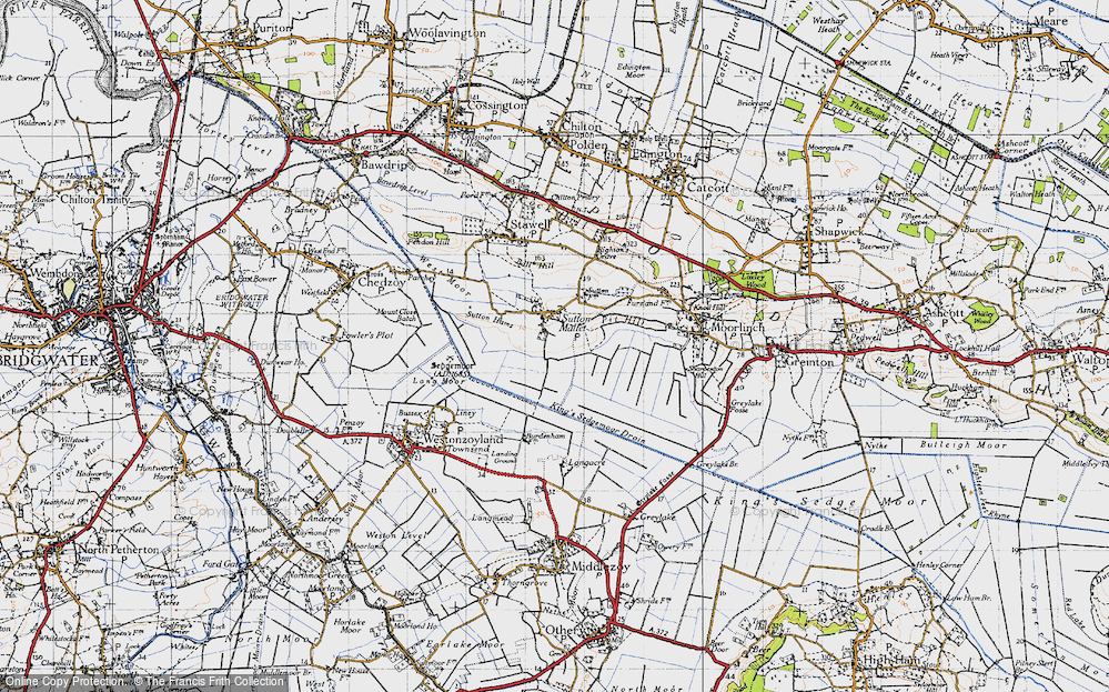 Old Map of Historic Map covering Ball Hill in 1946