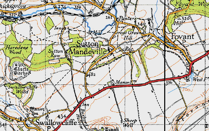Old map of Sutton Mandeville in 1940