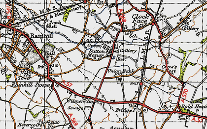 Old map of Sutton Manor in 1947