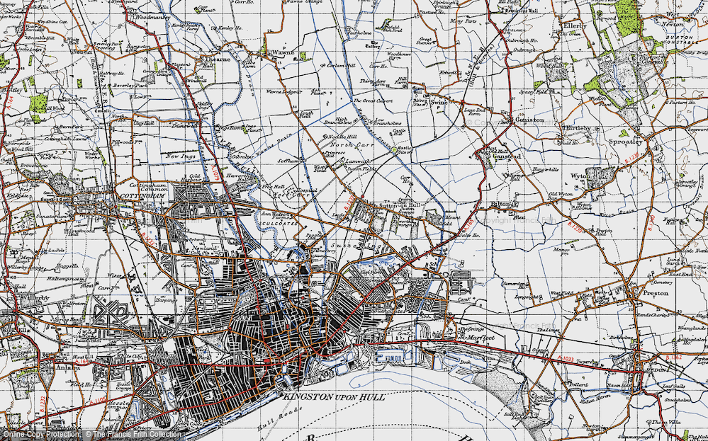 Old Map of Sutton-on-Hull, 1947 in 1947
