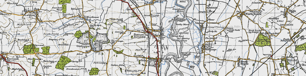 Old map of Sutton on Trent in 1947