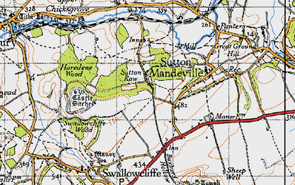 Old map of Sutton Row in 1940