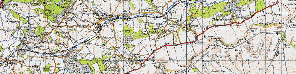 Old map of Sutton Row in 1940