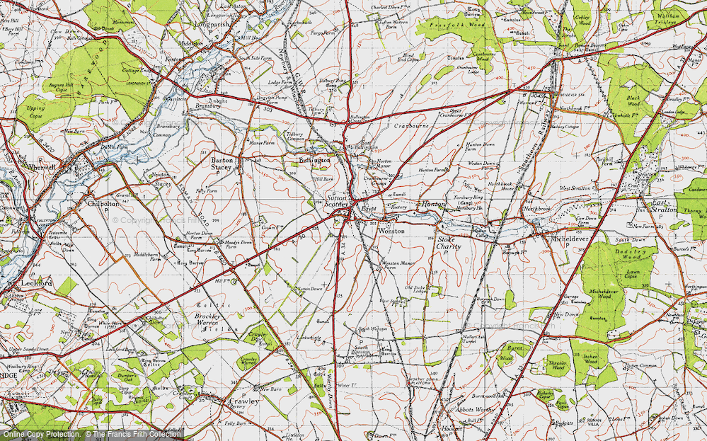 Old Map of Sutton Scotney, 1945 in 1945