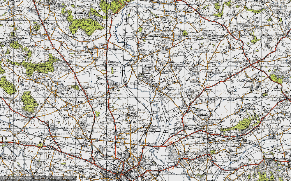 Old Map of Historic Map covering Sutton Walls in 1947