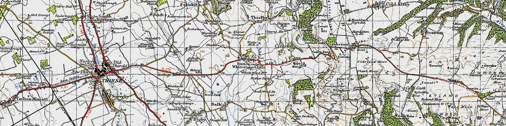 Old map of Sutton-under-Whitestonecliffe in 1947