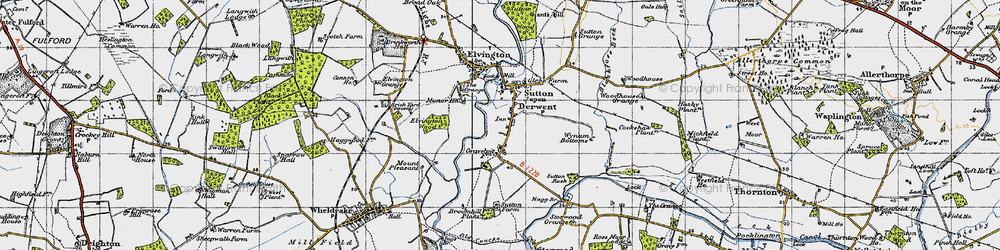 Old map of Sutton upon Derwent in 1947