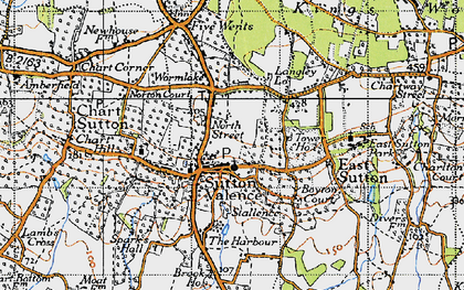 Old map of Sutton Valence in 1940