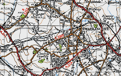 Old map of Swadlincote in 1946