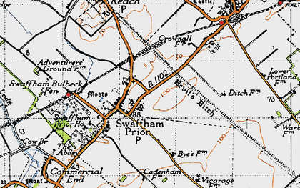 Old map of Swaffham Prior in 1946