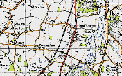 Old map of Swainsthorpe in 1946