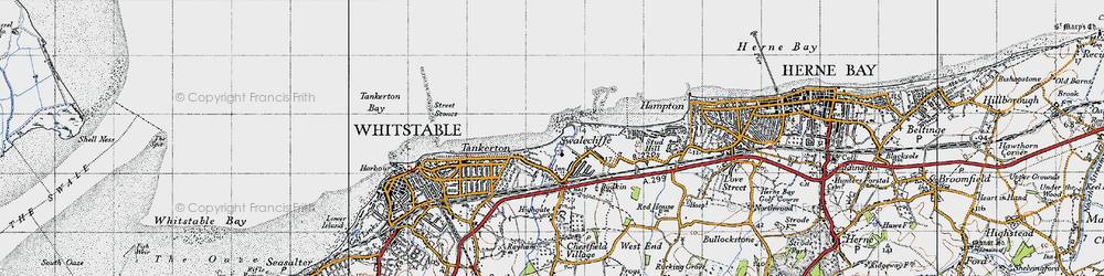 Old map of Swalecliffe in 1947