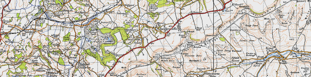 Old map of Swallowcliffe in 1940