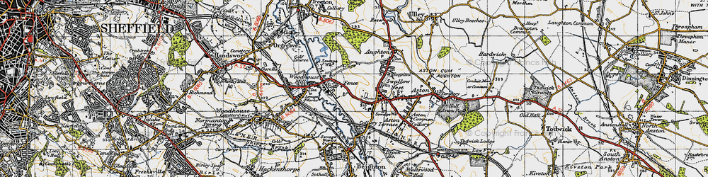 Old map of Swallownest in 1947
