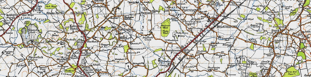 Old map of Swallows Cross in 1946