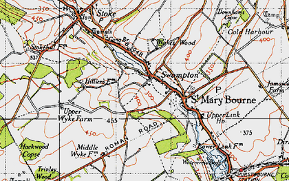 Old map of Swampton in 1945