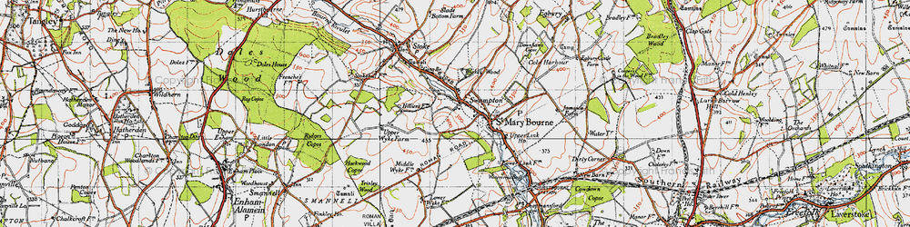 Old map of Swampton in 1945