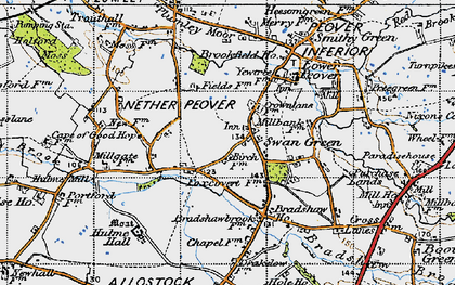 Old map of Swan Green in 1947