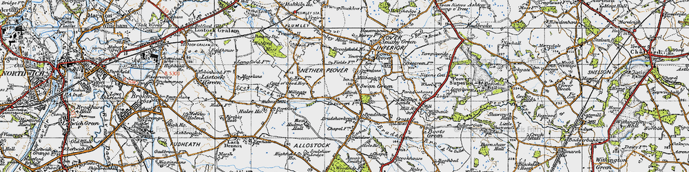 Old map of Swan Green in 1947