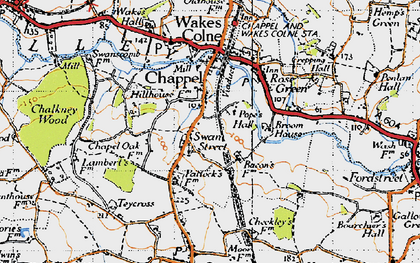 Old map of Chalkney Wood in 1945