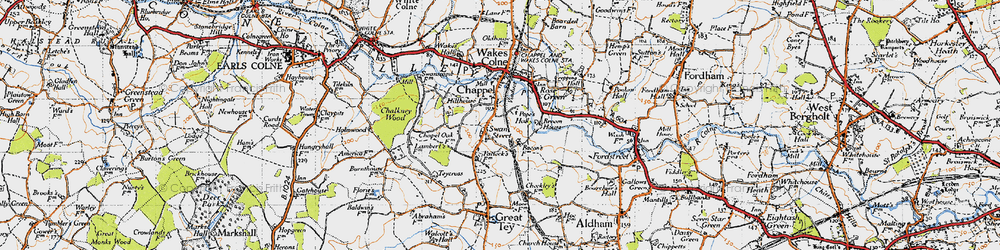 Old map of Chalkney Wood in 1945