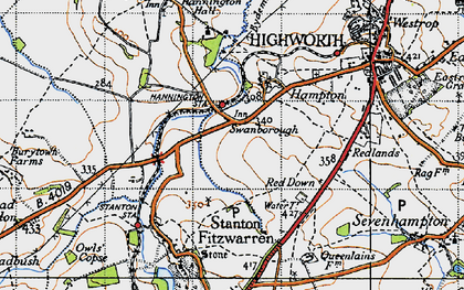 Old map of Swanborough in 1947