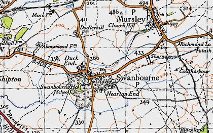 Old map of Swanbourne in 1946