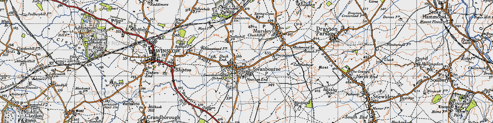 Old map of Swanbourne in 1946