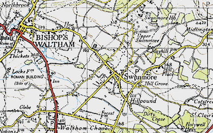 Old map of Swanmore in 1945