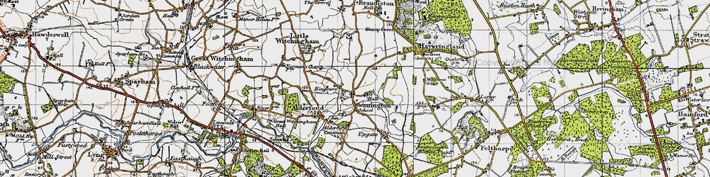 Old map of Swannington in 1945