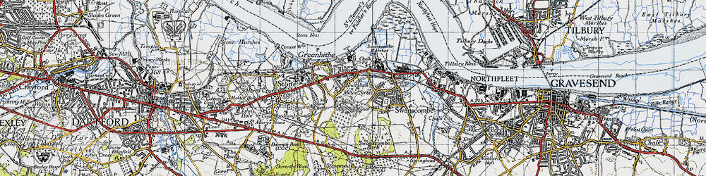 Old map of Swanscombe in 1946