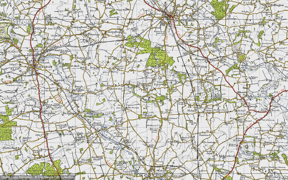 Old Map of Swanton Abbott, 1945 in 1945