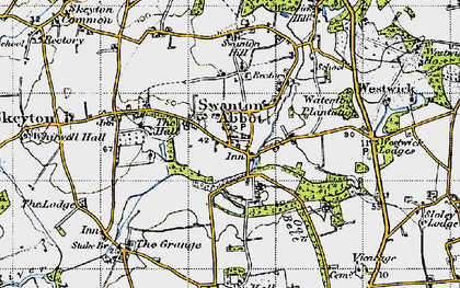 Old map of Swanton Abbott in 1945