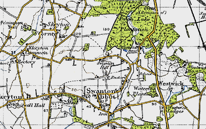 Old map of Swanton Hill in 1945