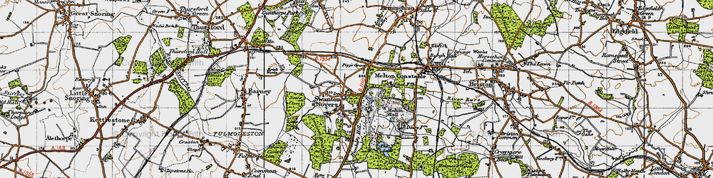Old map of Swanton Novers in 1946