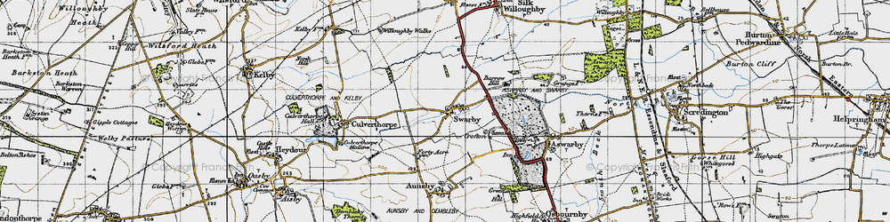 Old map of Swarby in 1946