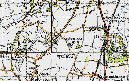 Old map of Swardeston in 1946