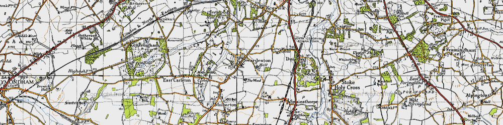 Old map of Swardeston in 1946