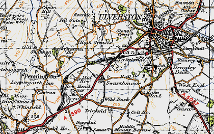 Old map of Swarthmoor in 1947