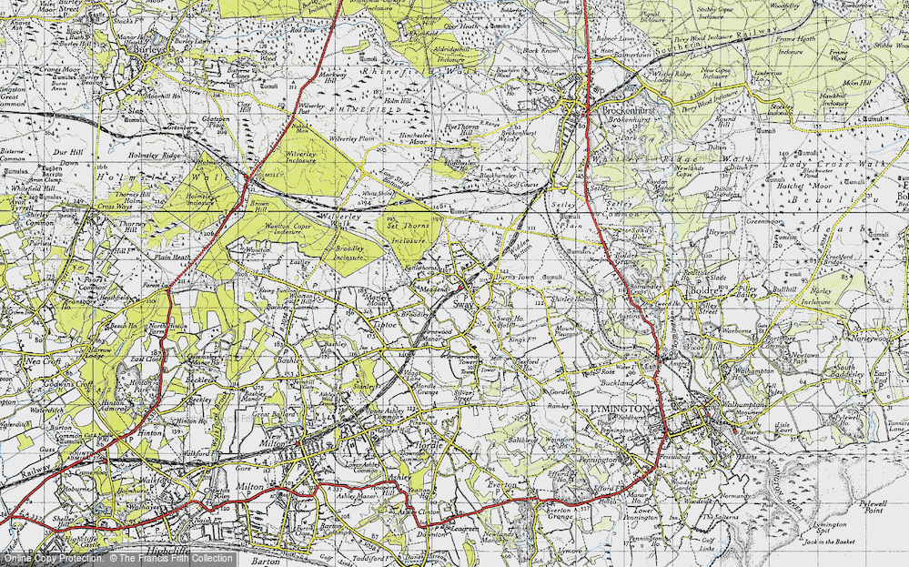 Old Map of Historic Map covering Arnewood Manor in 1940